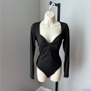 Express Black Twist Front Bodysuit